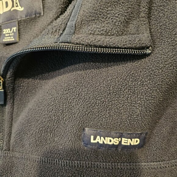 Lands End Mens 2XL-T Fleece Pullover Jacket Black Pullover Jacket Outdoor Hiking - Picture 10 of 12